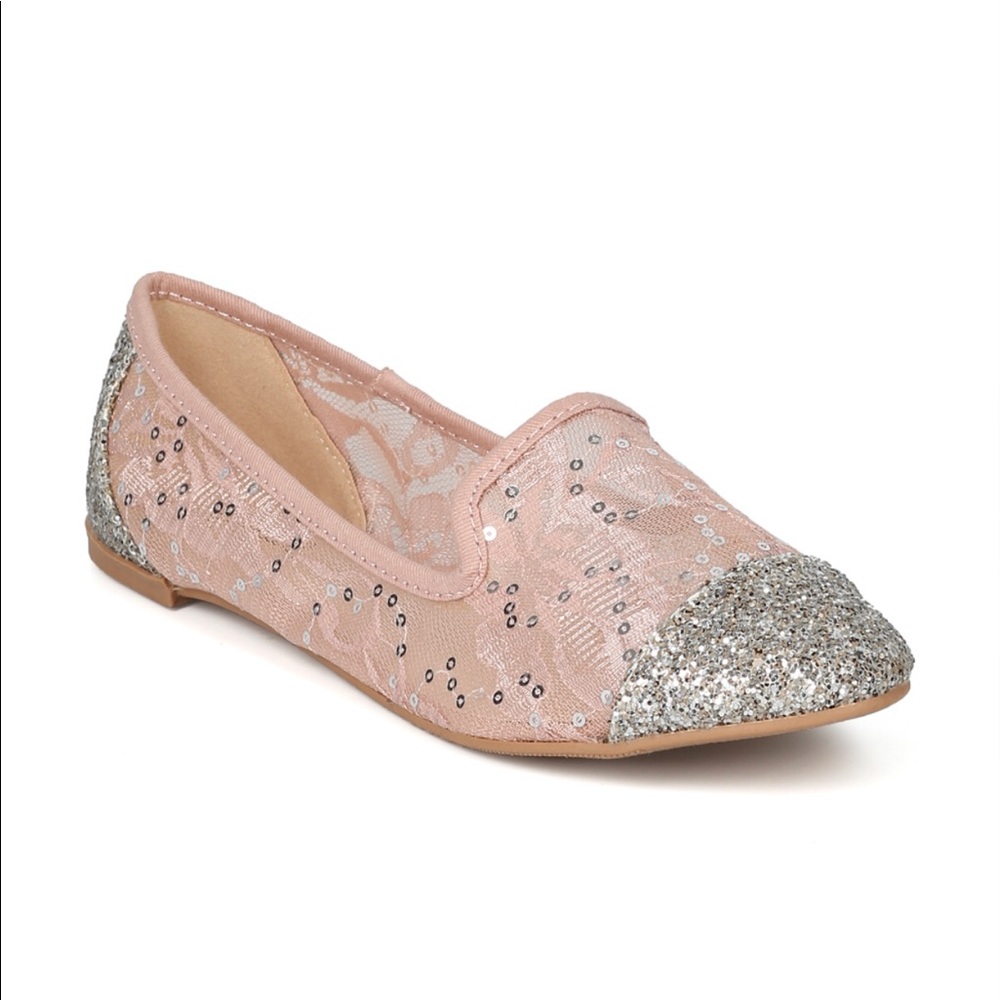 💥NEW ARRIVAL SALE💥Pink & Glitter Dressy Flats - Picture 1 of 7